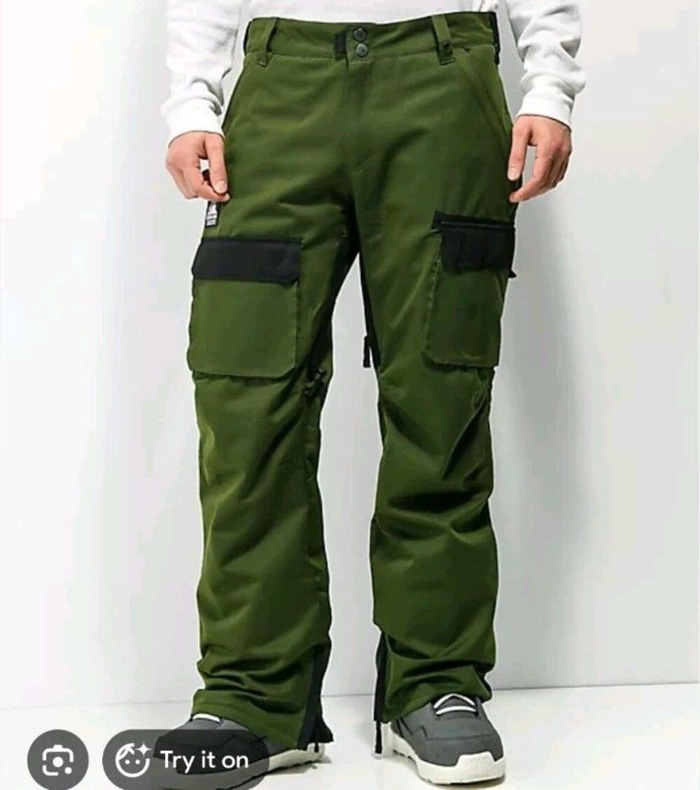 Lurking Class by Sketchy Tank Lurk Wear Green 10K Cargo Snowboard PantsSize XL